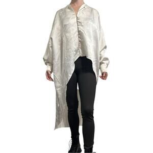 Esteban Cortazar Paris designer crinkled satin tunic size FR 34 winter white